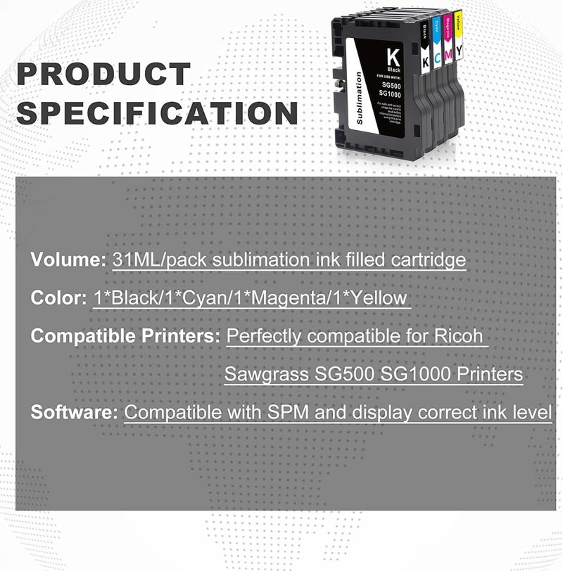 AYMSous New SG500 SG1000 Latest Upgraded Chip Sublimation Ink Cartridge Compatible for Sawgrass Virtuoso SG500 SG1000 Printer - Image 3